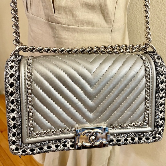 ❌SOLD❌💯Authentic Chanel Boy Chevron Jacket Flap Bag - Picture 15 of 16